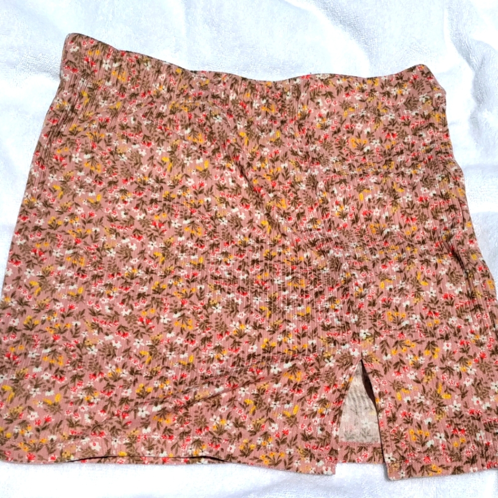 PAPAYA floral trendy mini skirt+slit